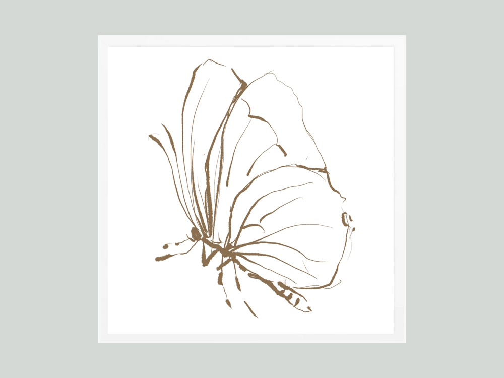 Butterfly in Gold Printed Wall Art