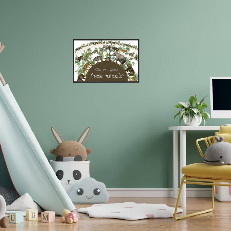 Can you Guess These Jungle Animals in a Semicircle Printed Wall Art