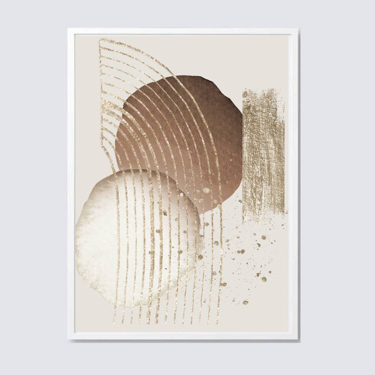 Colliding Moons in Gold Unique Wall Art Framed Poster