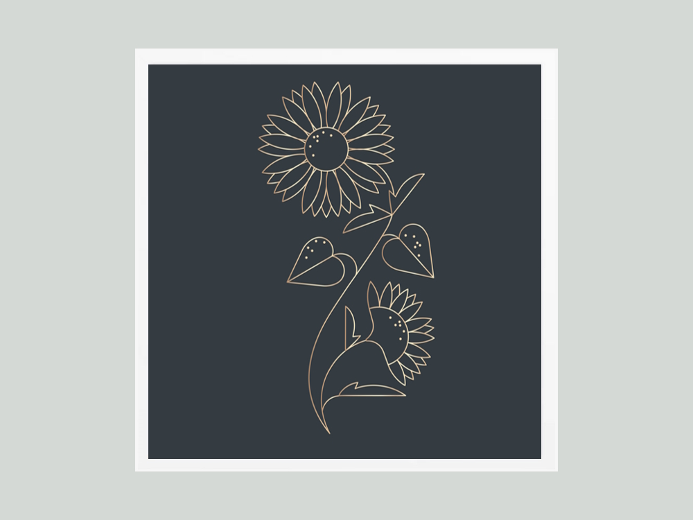 Gold Flower, Geometric Line Art Design Framed Photo Printed Poster