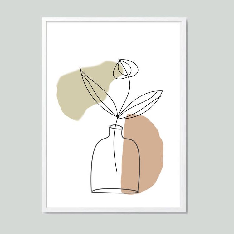 Hand Drawn Flower in Vase Poster Framed With Mat