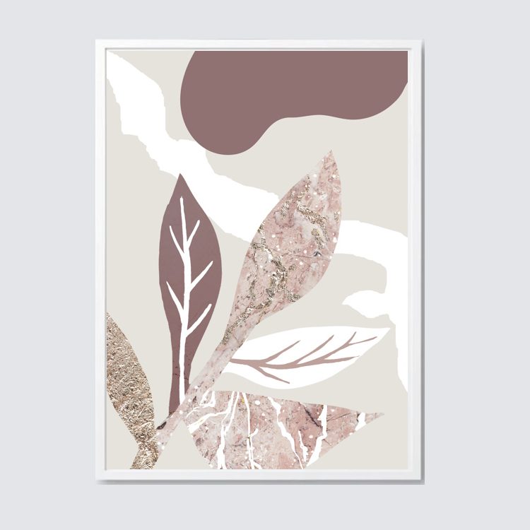 Leaves on the Stream Framed Poster Abstract Wall Art for Living Room