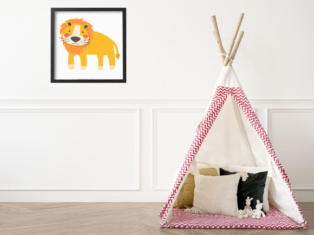 Lion Printed Poster Framed in Black or White for Kid’s room