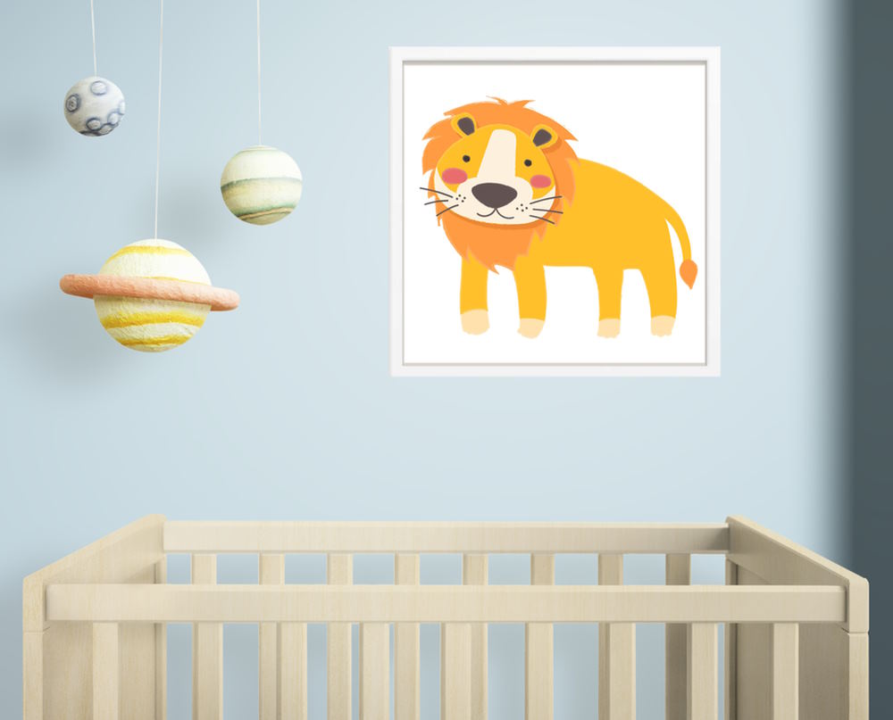 Lion Printed Poster Framed in Black or White for Kid’s room