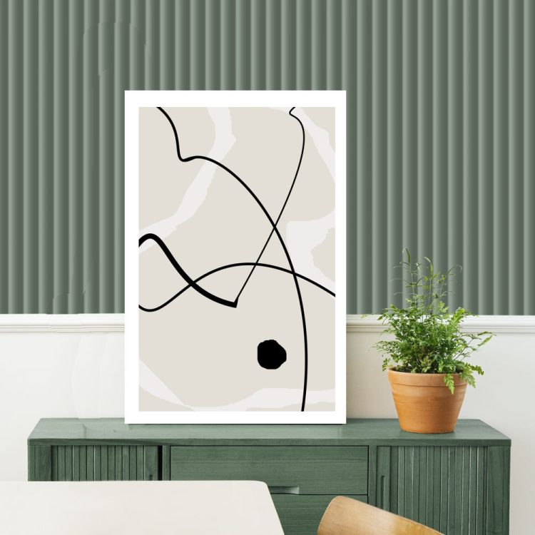 Neutral Abstract Shapes Printed Poster in Black or White Frame