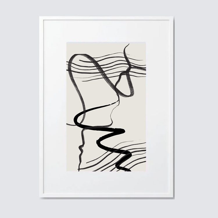 Beige and Black Abstract Framed Printed Poster