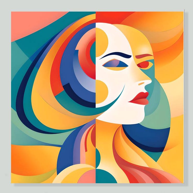 Abstract Colourful Woman on Canvas Print