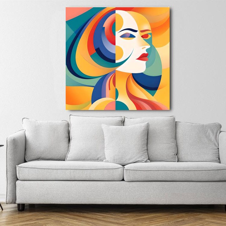 Abstract Colourful Woman on Canvas Print