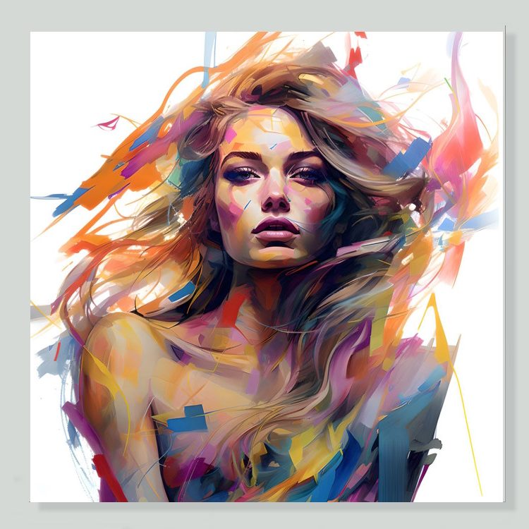 Beautiful Woman Colourful Printed Canvas Wall Art