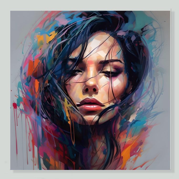 Beautiful Woman Portrait Graffiti Art Canvas Painting For Living room or Master Bedroom
