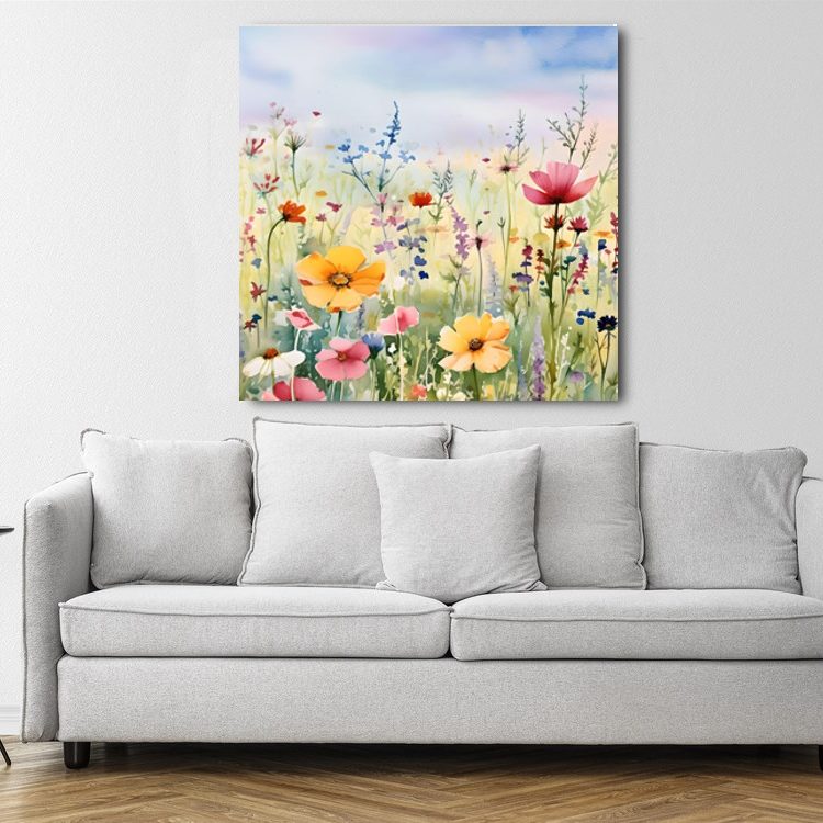 Colourful Flora Watercolour Style Canvas Wall Art Prints