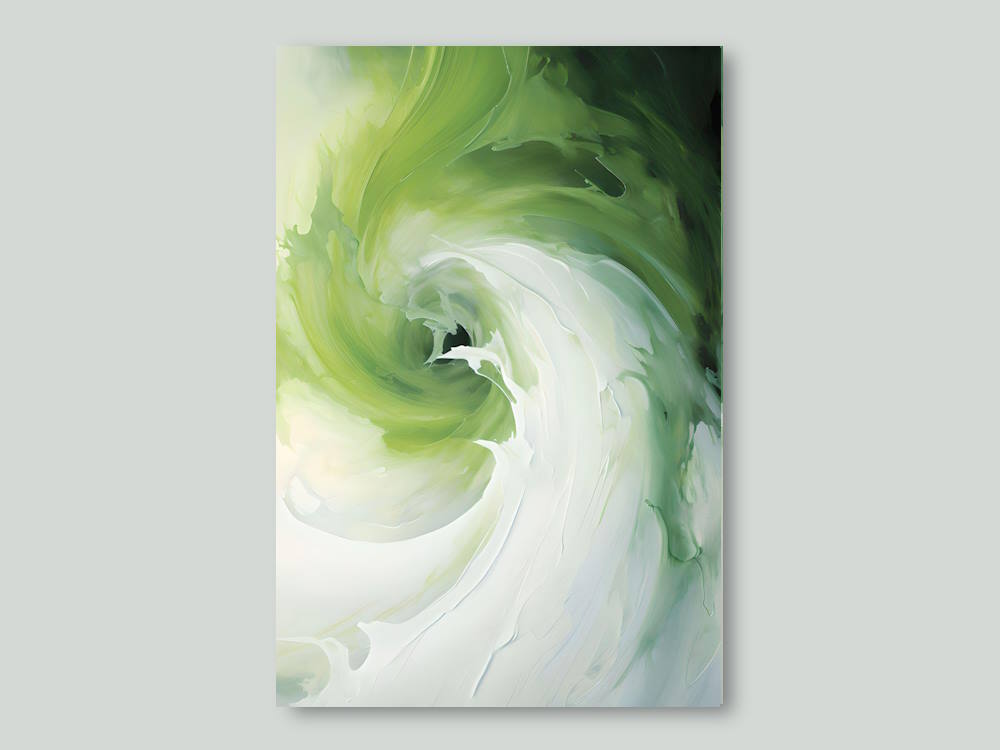 Green Swirly Abstract Escape Canvas Printed Wall Art