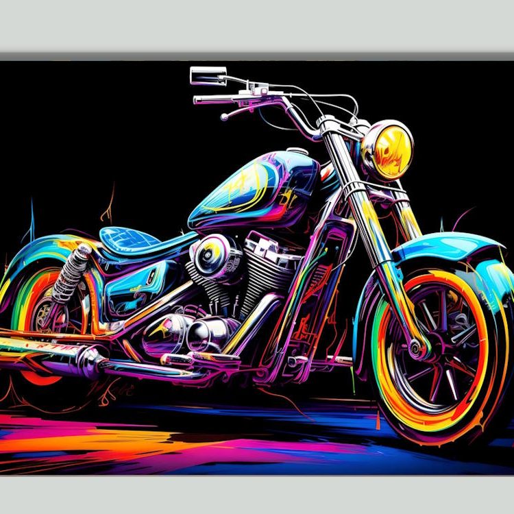Motor Bike Colourful Watercolour Style Canvas Printed Wall Art