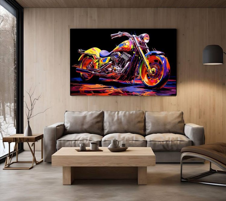 Motor Bike Watercolour Style Canvas Printed Wall Art4